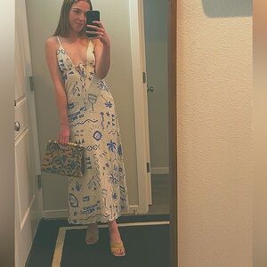 Alessia Floral Handbag with Wooden Handle